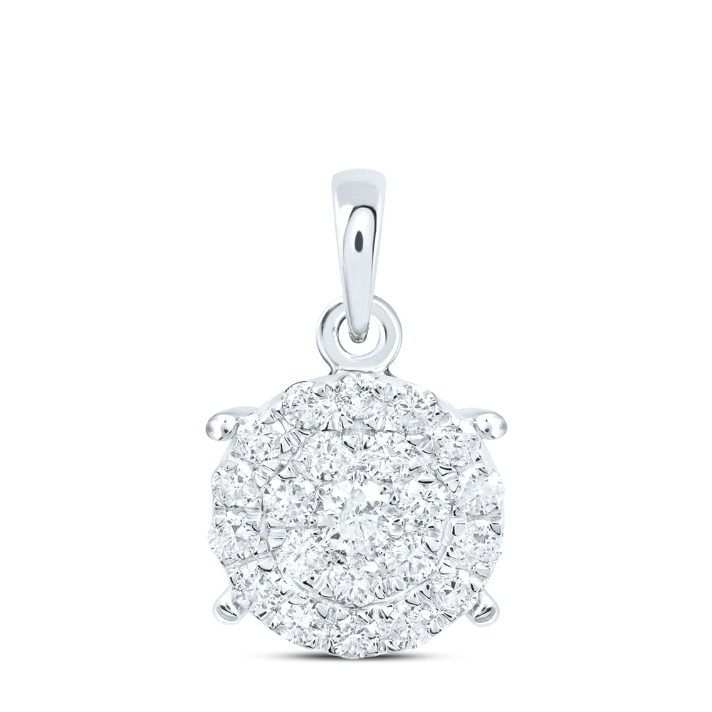 10K Yellow Or White Gold Womens Round Diamond Cluster Pendant 1/2 Cttw, Length: 0.71 In, Width: 0.45 In