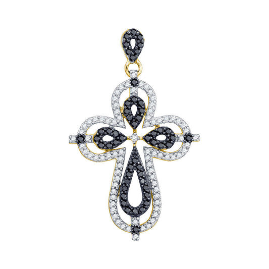 10kt Yellow Gold 1/2 Cttw Diamond Fashion Cross Pendant