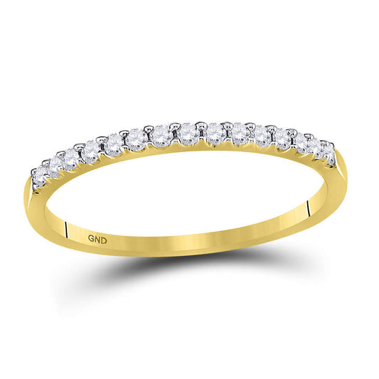 14kt Yellow Gold Round Diamond Womens Slender Stackable Size 6 Wedding Engagement Anniversary Band 1/6 Cttw, Women Size: 5-9
