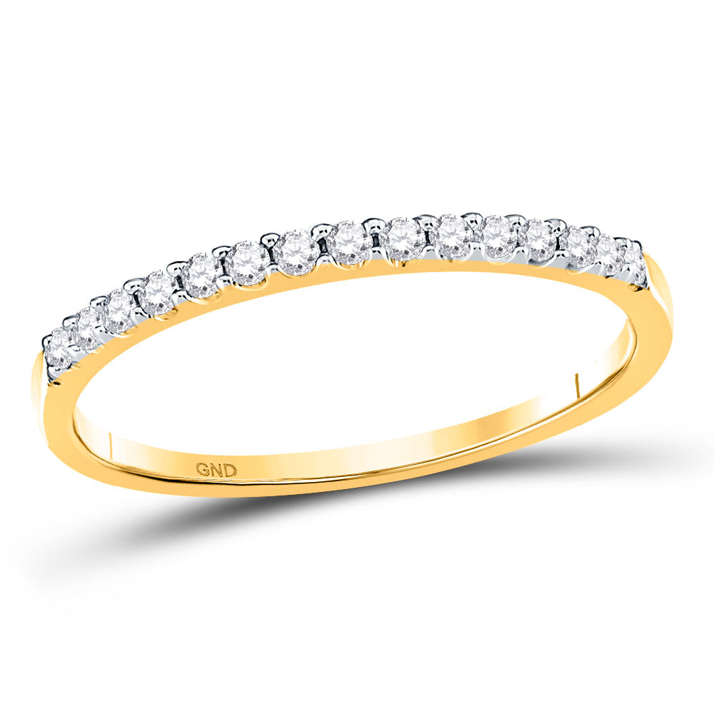 14kt Yellow Gold Round Diamond Womens Slender Stackable Size 9 Wedding Engagement Anniversary Band 1/6 Cttw, Women Size: 5-9