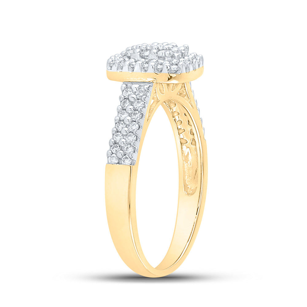 10K Yellow Gold Round Dia. Cluster Wedding Ring 1/2ctw, Women's Sz: 5-10