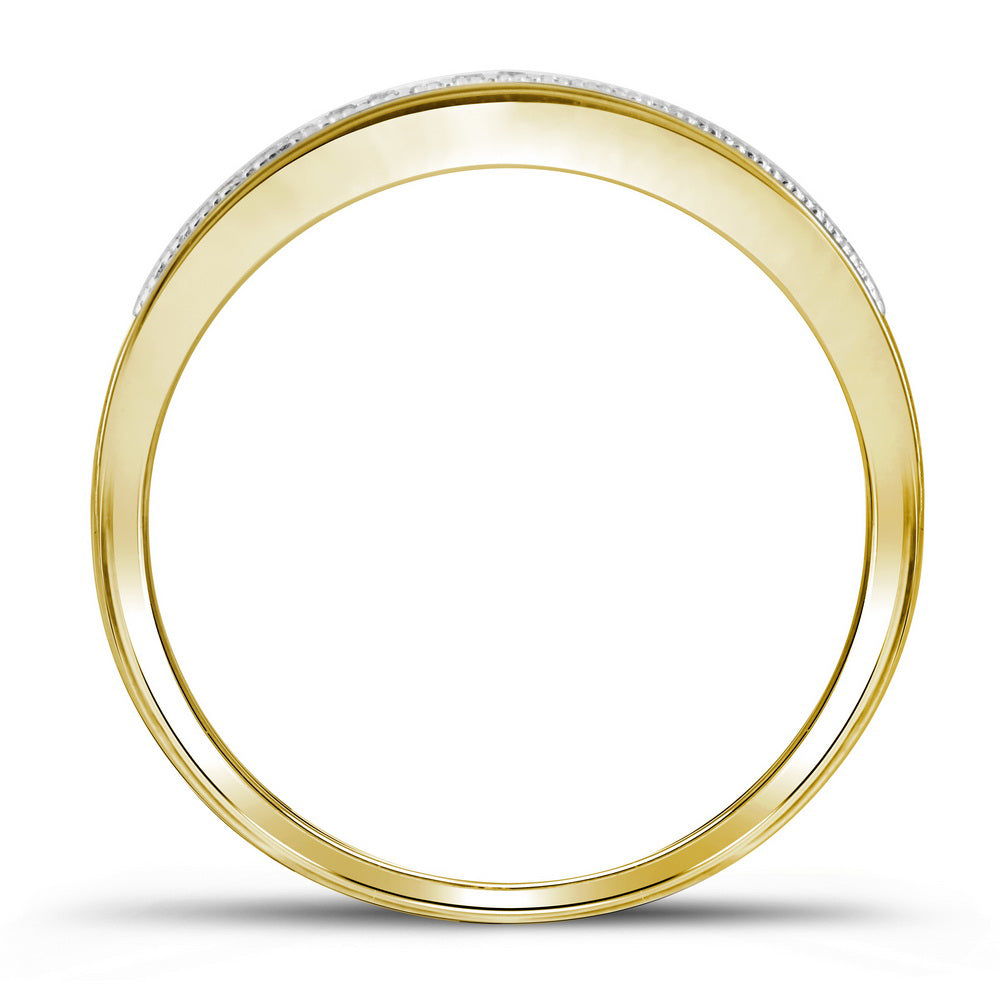 10K Yellow Gold Round Diamond Square Bridal Wedding Ring Band Set 1/4 Cttw, Womens Size: 5-10