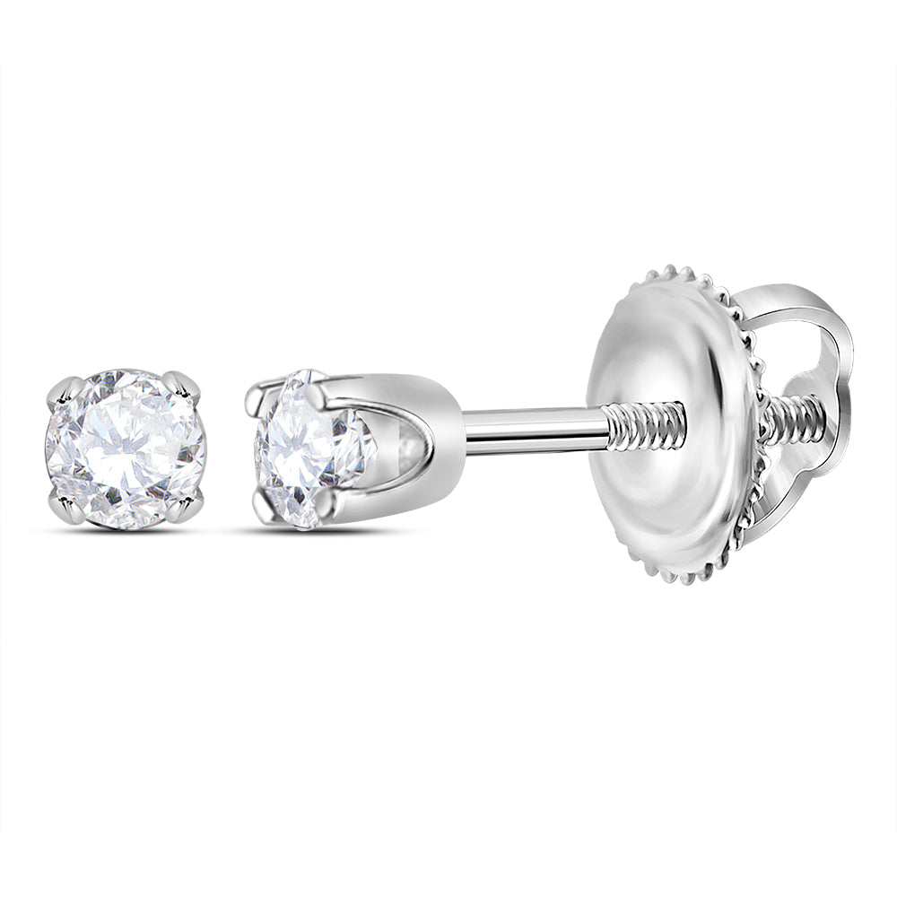14K White Or Yellow Gold Womens Round Diamond Solitaire Earrings