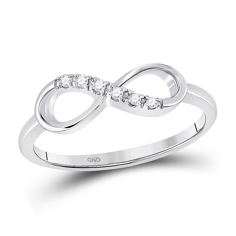 10K White Gold Womens Round Diamond Infinity Band Ring 1/20 Cttw, Womens Size: 5-10