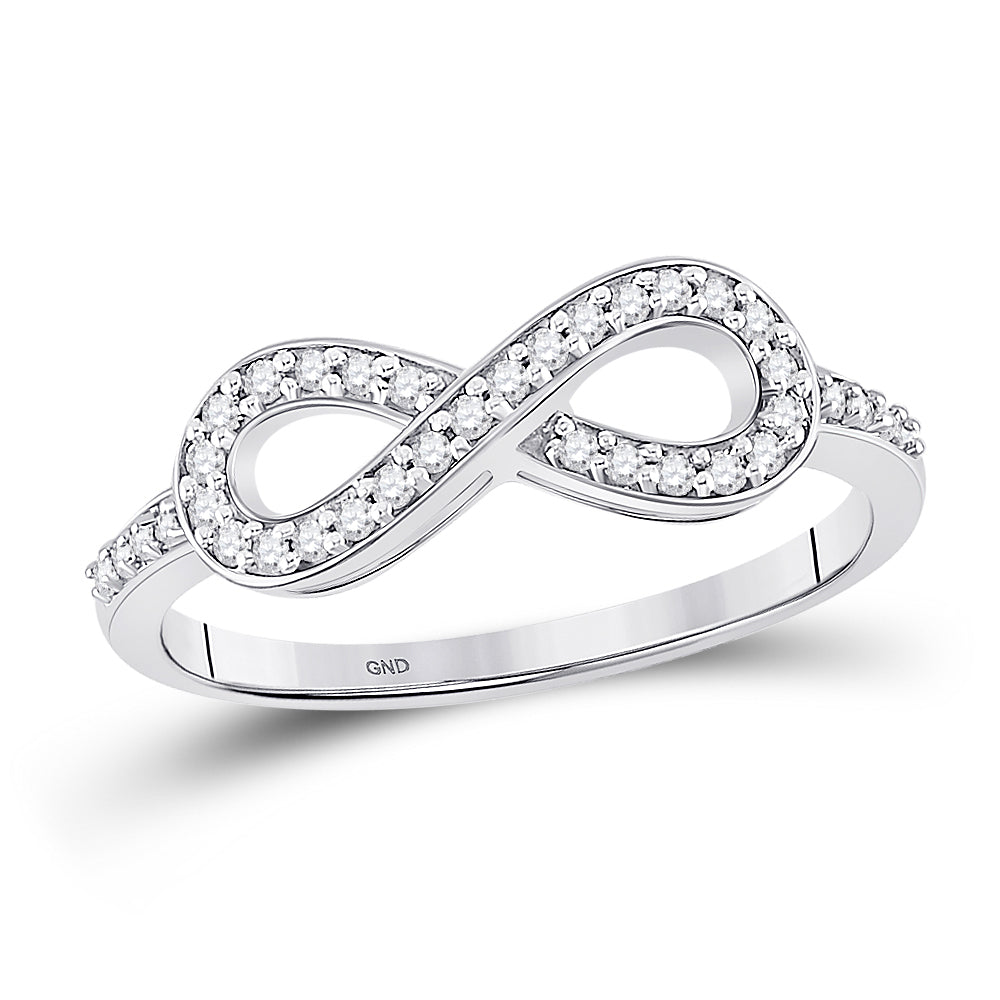 10K White Gold Womens Round Diamond Infinity Ring 1/5 Cttw, Womens Size: 5-10