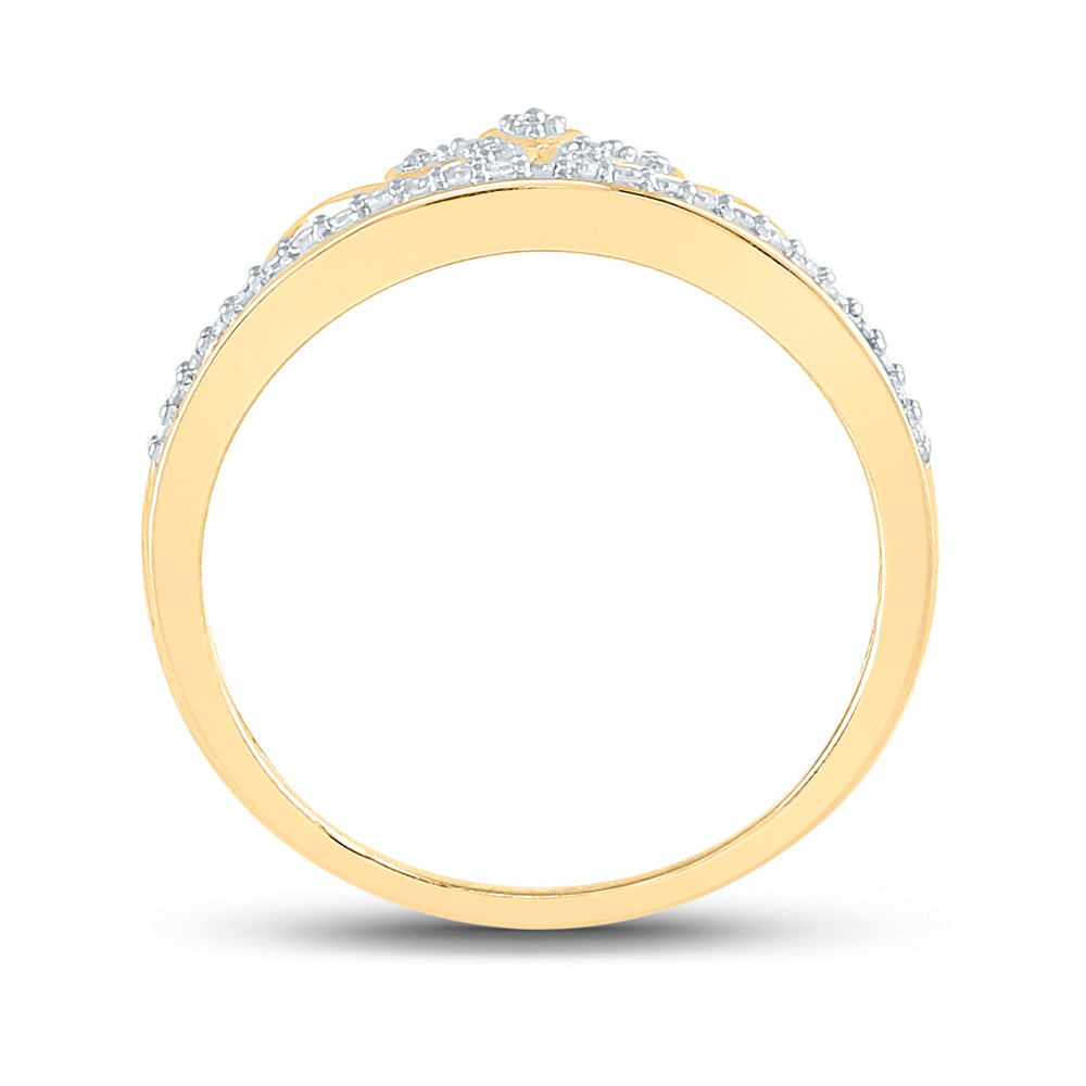 10K White Or Yellow Gold Womens Round Diamond Heart Frame Cluster Ring , Womens Size: 5-10