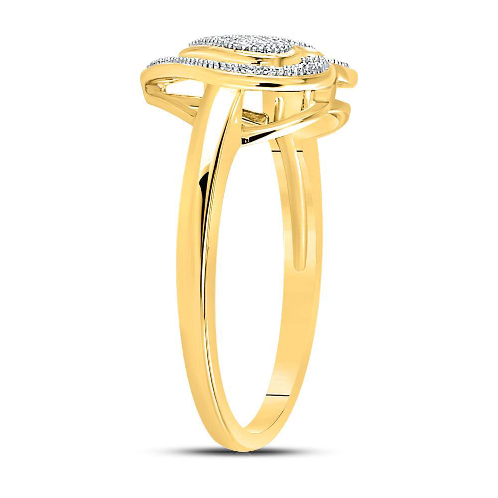 10K Yellow Gold Womens Round Diamond Heart Ring 1/6 Cttw, Womens Size: 5-10