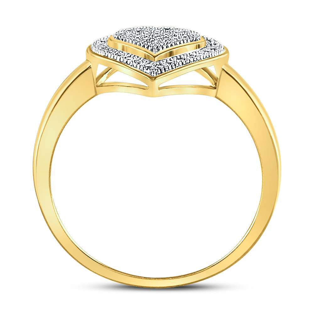 10K Yellow Gold Womens Round Diamond Heart Ring 1/6 Cttw, Womens Size: 5-10