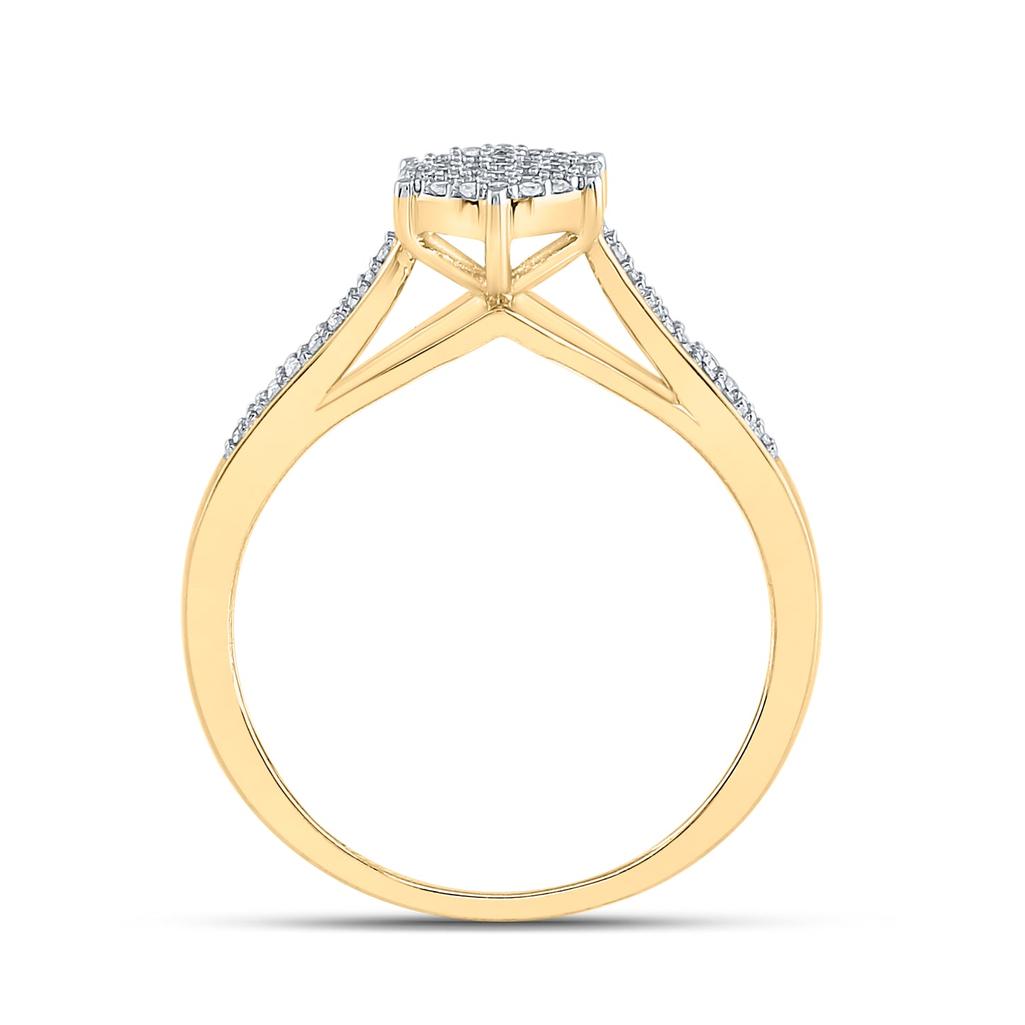 10K Yellow Gold Womens Round Diamond Cluster Ring 1/5 Cttw, Womens Size: 5-10