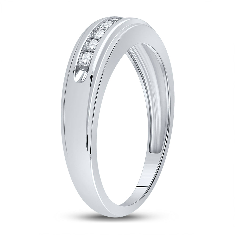 10K White Gold Mens Round Diamond Wedding Band Ring 1/4 Cttw, Mens Size: 7-13