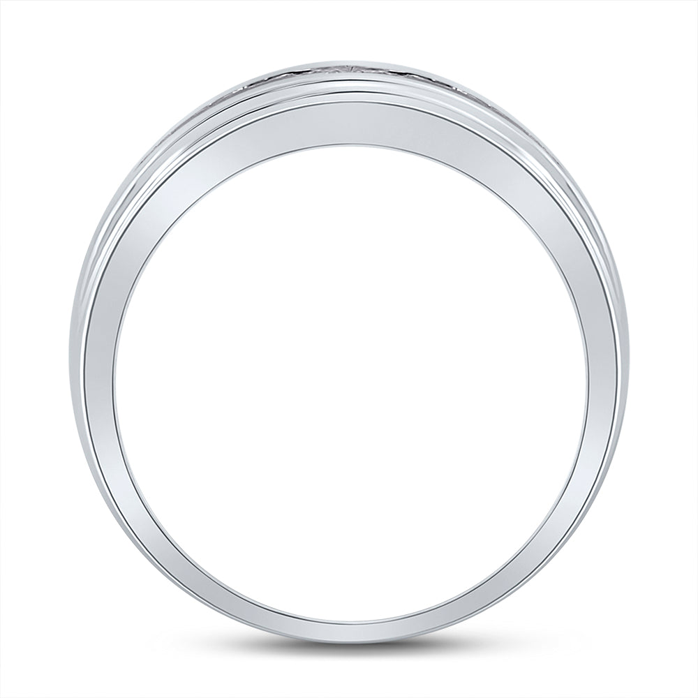 10K White Gold Mens Round Diamond Wedding Band Ring 1/4 Cttw, Mens Size: 7-13