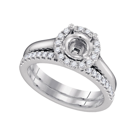18kt White Gold 18kt White Gold Womens Round Diamond Semi-mount Wedding Bridal Ring Set 3/8 Cttw, Women Size: 5-9