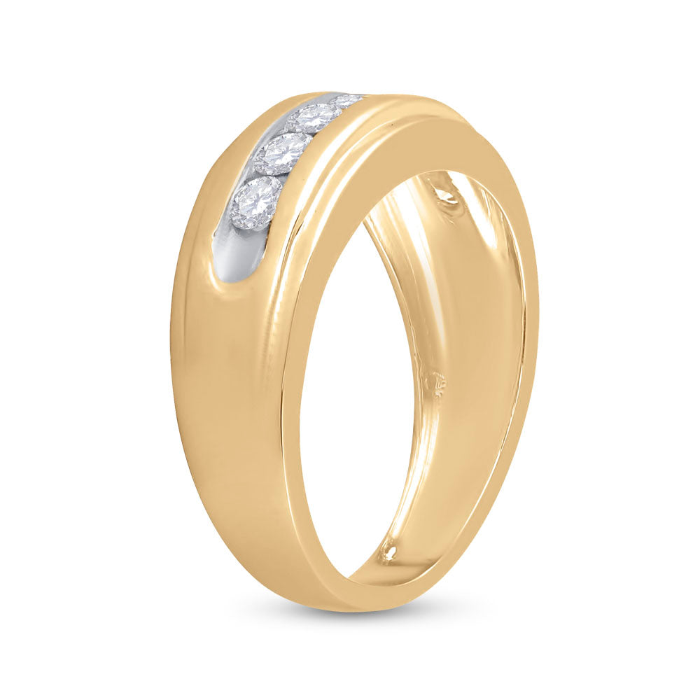 10K Yellow Gold Mens Round Diamond Wedding Channel-Set Band Ring 7/8 Cttw, Mens Size: 7-13