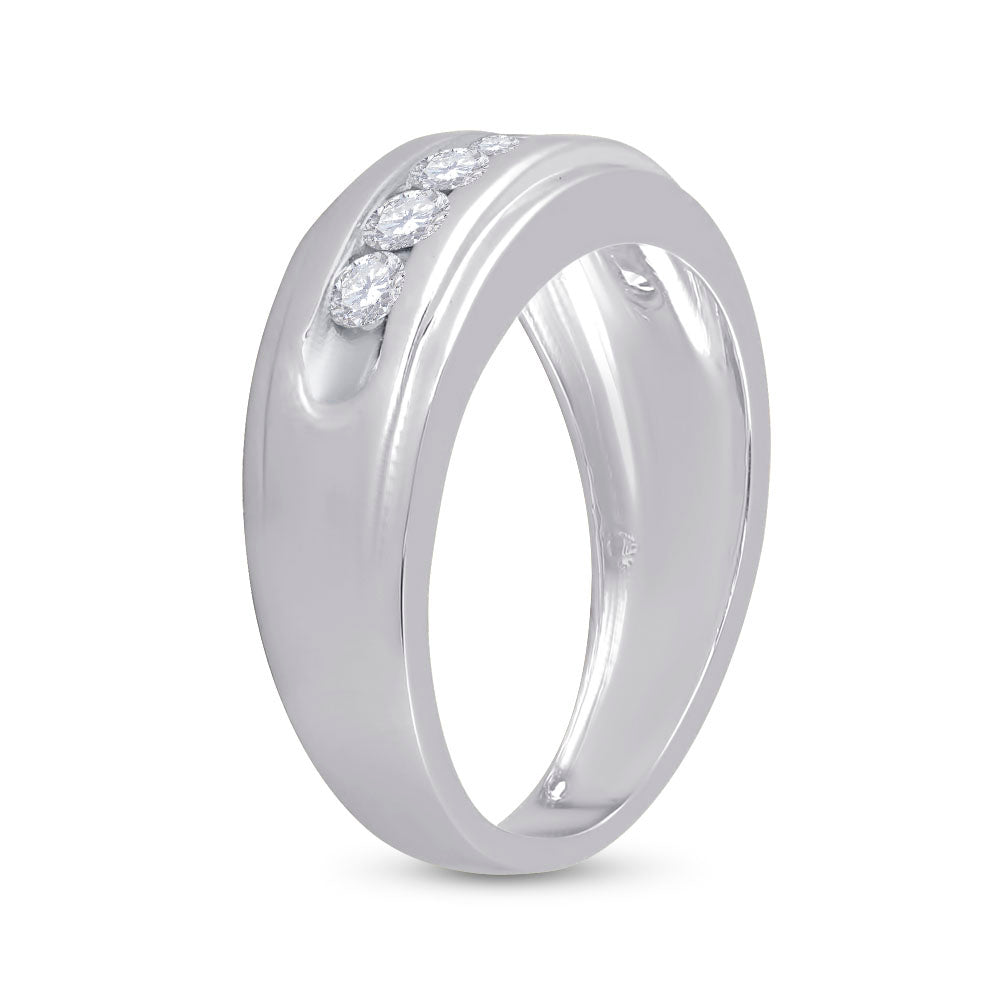 10K White Gold Mens Round Diamond Wedding Channel-Set Band Ring 7/8 Cttw, Mens Size: 7-13