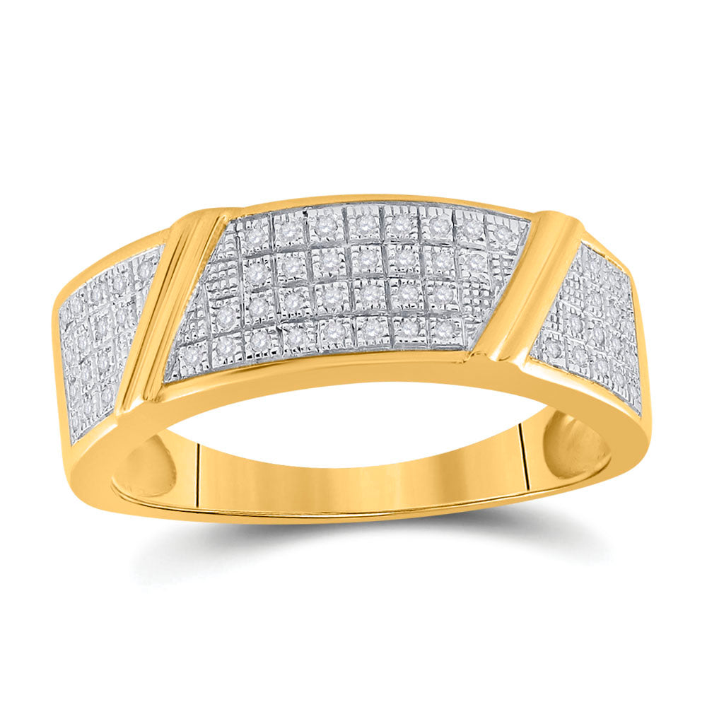 10K Yellow Gold His Hers Round Dia. Cluster Matching Wedding Set 1/3ctw, Women's Size: 5-10, Men's Size: 7-13