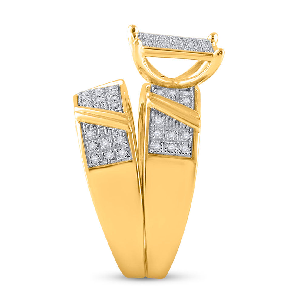 10K Yellow Gold His Hers Round Dia. Cluster Matching Wedding Set 1/3ctw, Women's Size: 5-10, Men's Size: 7-13