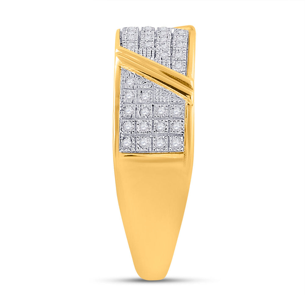 10K Yellow Gold His Hers Round Dia. Cluster Matching Wedding Set 1/3ctw, Women's Size: 5-10, Men's Size: 7-13