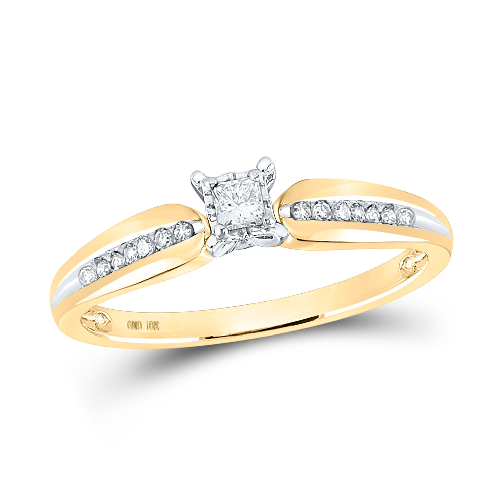 10K Yellow Gold Womens Princess Diamond Solitaire Promise Ring 1/6 Cttw, Womens Size: 5-10