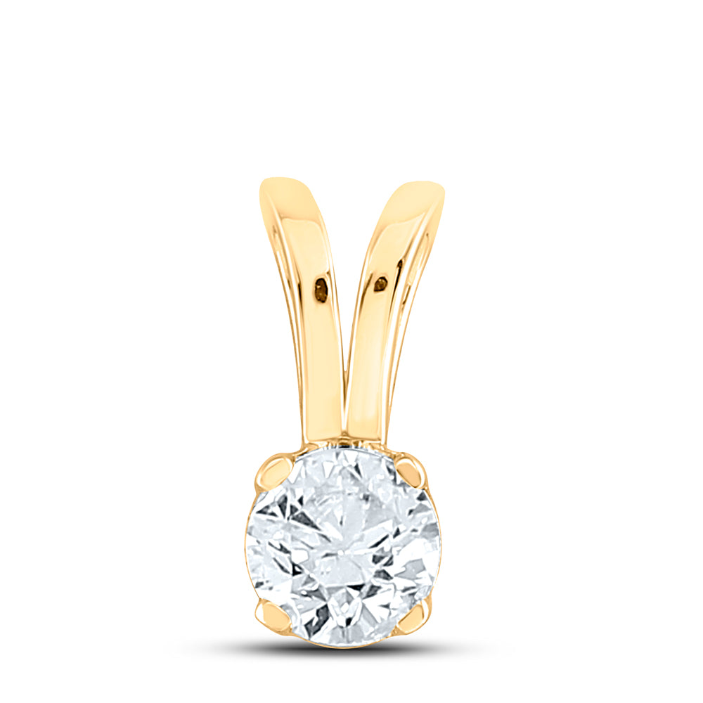 14K White Or Yellow Gold Womens Round Diamond Solitaire Pendant