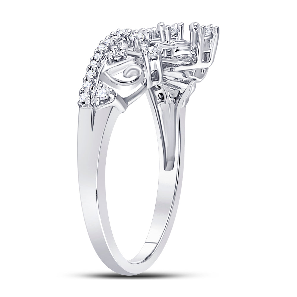 10k White Gold Round Diamond Womens Womens Crown Tiara Cocktail Band 1/5 Cttw, Womens Size: 5-10