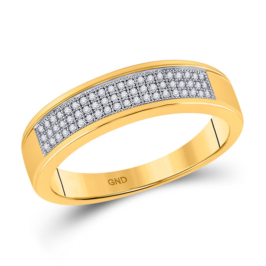 10kt Yellow Gold His & Hers Round Diamond Square Cluster Matching Bridal Wedding Ring Band Set 5/8 Cttw, Women Size: 5-9, Men Size: 8-12