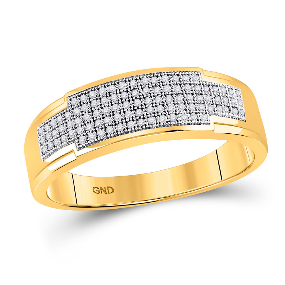 10K Yellow Gold His Hers Round Diamond Square Matching Wedding Set 1/2 Cttw, Womens Size: 5-10, Mens Size: 7-13