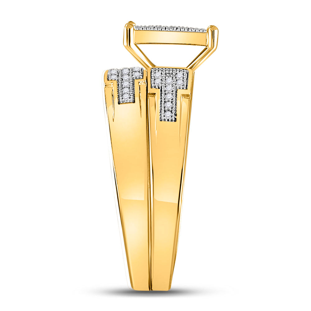 10K Yellow Gold His Hers Round Diamond Square Matching Wedding Set 1/2 Cttw, Womens Size: 5-10, Mens Size: 7-13