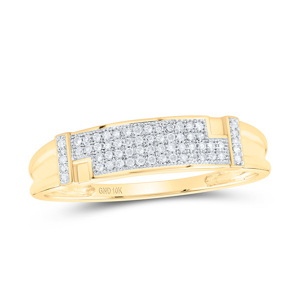 10K Yellow Gold His Hers Round Dia. Square Matching Wedding Set 1/2ctw, Women's Size: 5-10, Mens Size: 7-13