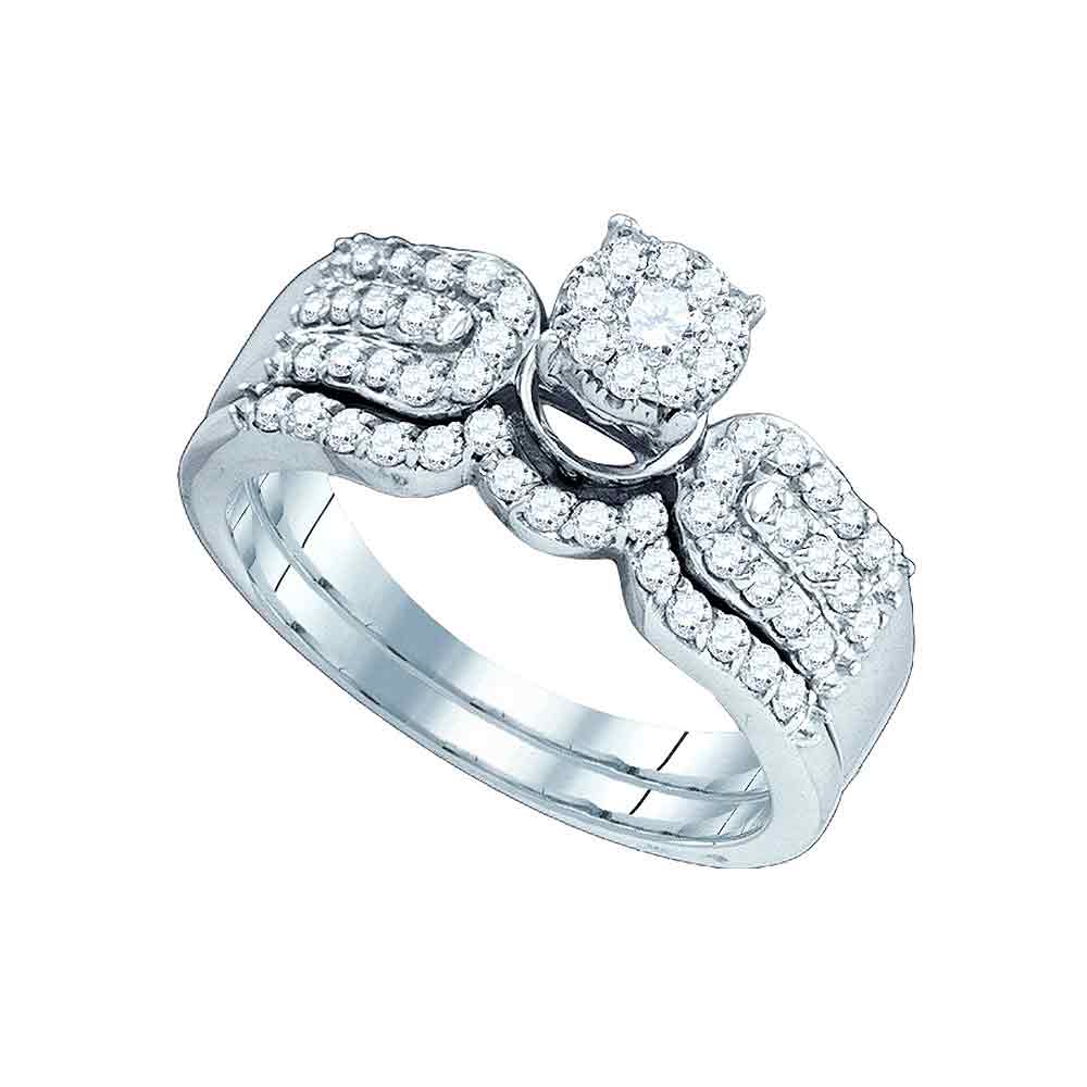 10kt White Gold 5/8 Cttw Diamond Seville Wedding Engagement Anniversary Bridal Set, Women Size: 5-9