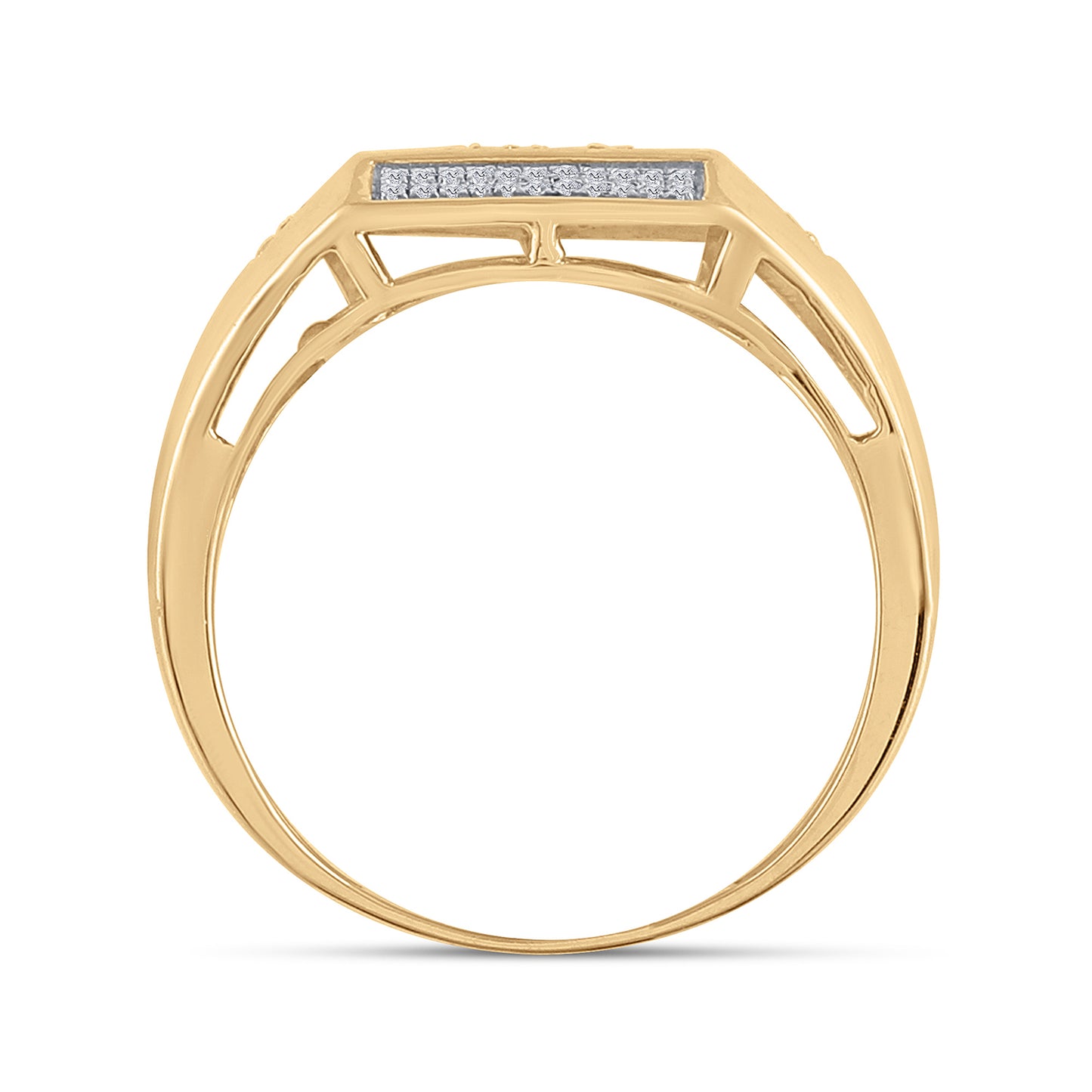 10K Yellow Gold Mens Round Diamond Square Ring 3/8 Cttw, Mens Size: 7-13