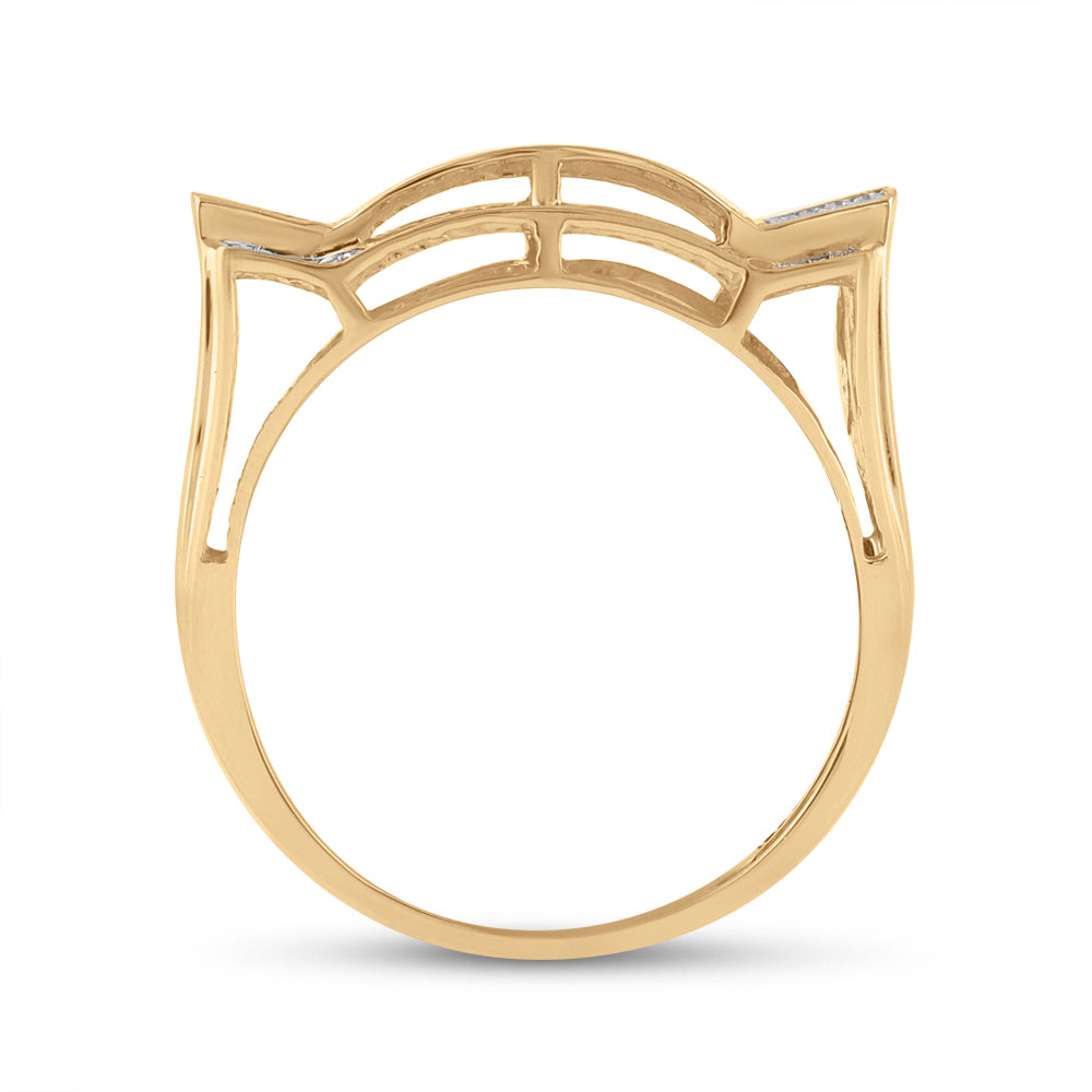 10K Yellow Gold Mens Round Diamond Contoured Rectangle Cluster Ring 1/2 Cttw, Mens Size: 7-13