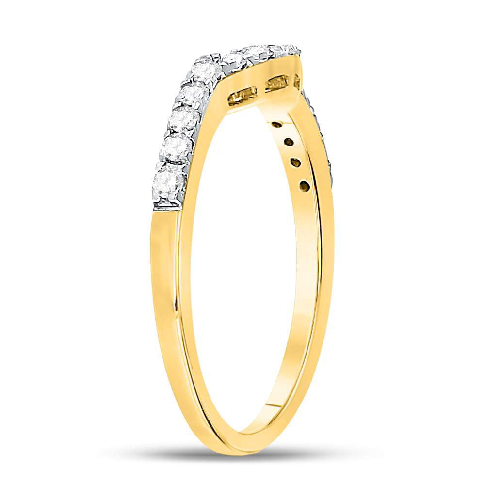 14K Yellow Gold Womens Round Diamond Curved Wedding Enhancer Band Ring 1/4 Cttw, Womens Size: 5-10