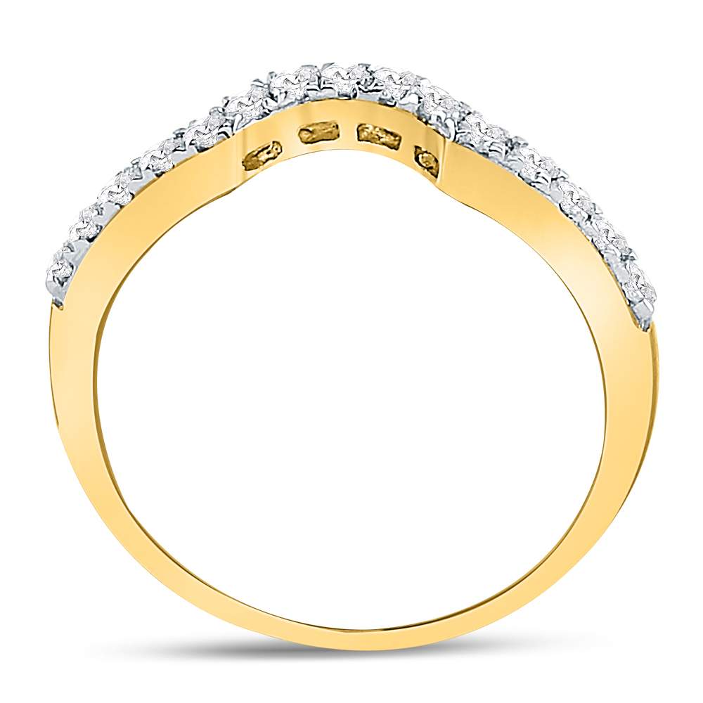 14K Yellow Gold Womens Round Diamond Curved Wedding Enhancer Band Ring 1/4 Cttw, Womens Size: 5-10