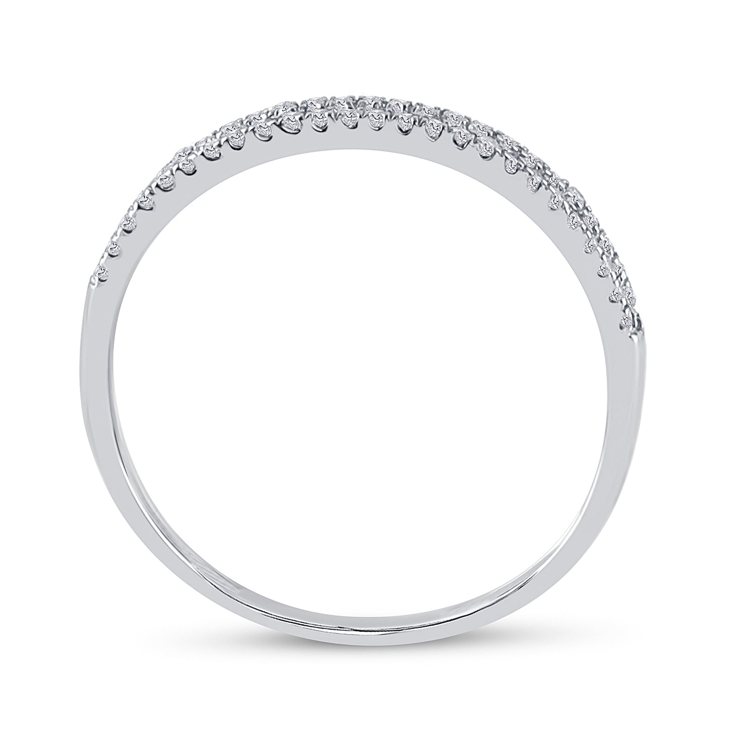 10K White Gold Womens Round Diamond Slender Double Row Band 1/6 Cttw, Womens Size: 5-10