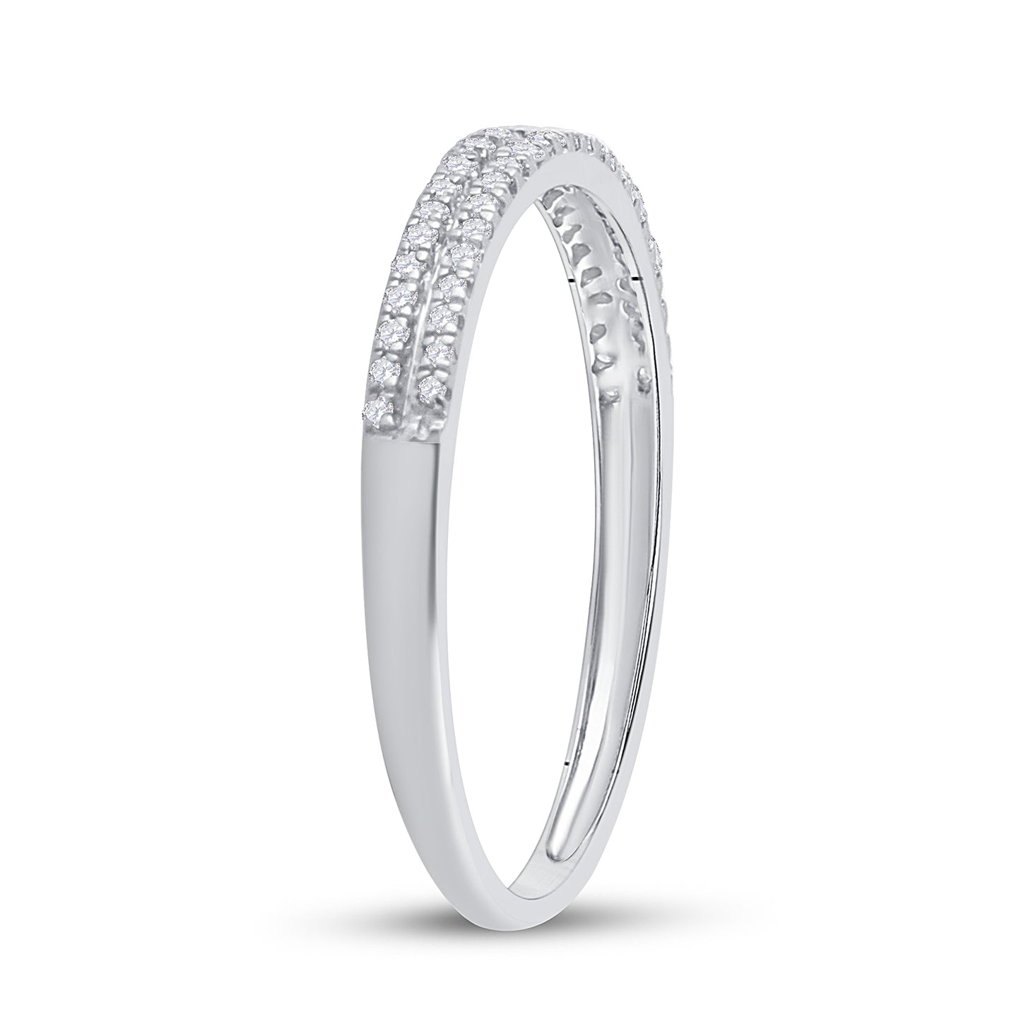 10K White Gold Womens Round Diamond Slender Double Row Band 1/6 Cttw, Womens Size: 5-10