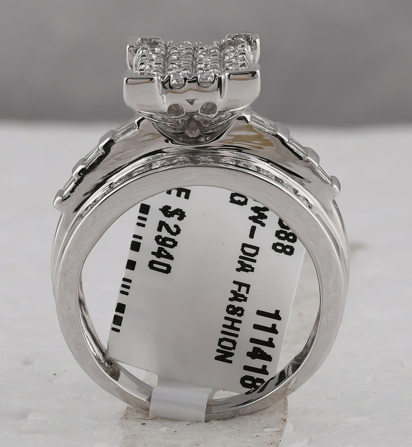 10K White Gold Round Diamond Cinderella Cluster Bridal Wedding Engagement Ring 1 Cttw, Womens Size: 5-10