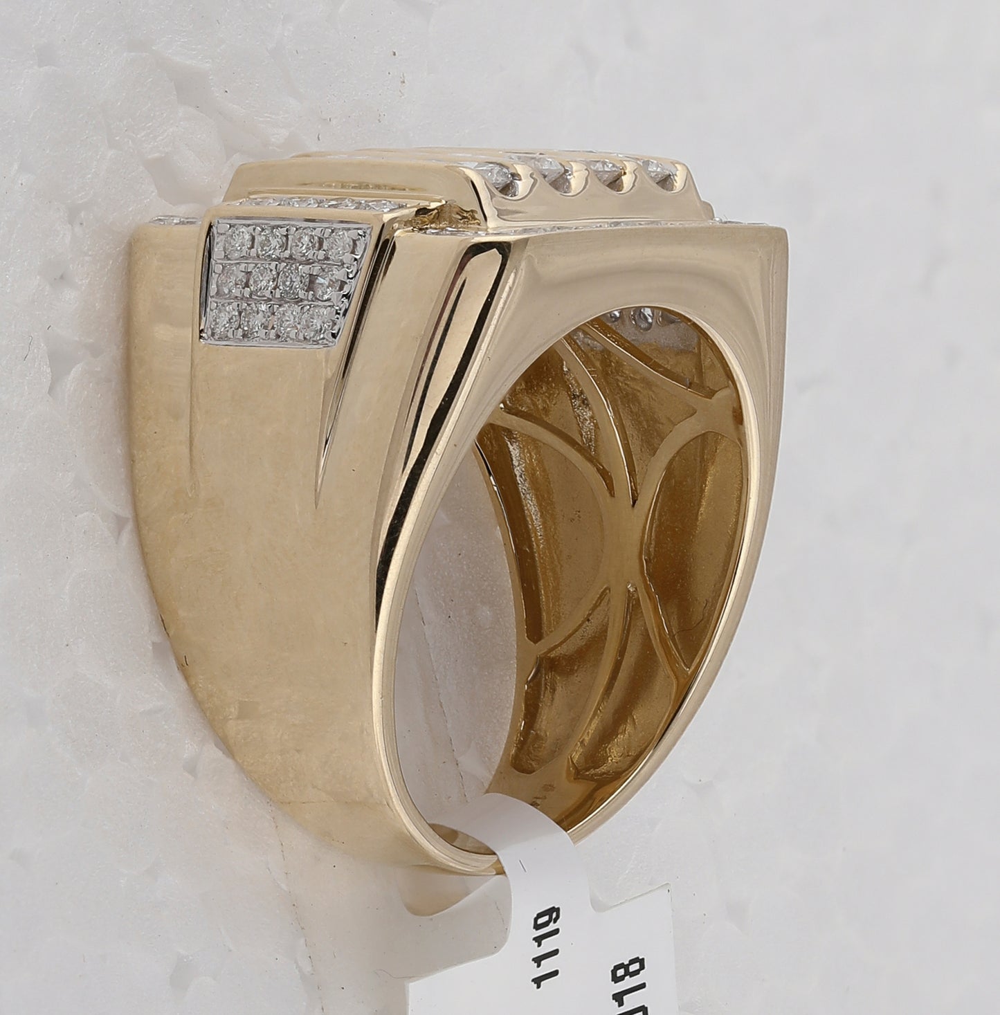 14K Yellow Gold Mens Round Diamond Square Cluster Ring 2 Cttw, Mens Size: 7-13