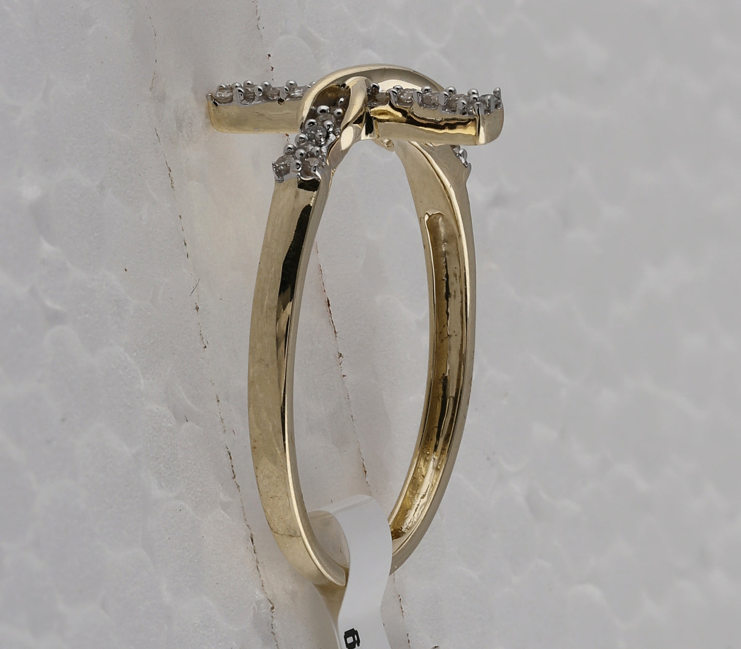 10K Yellow Gold Womens Round Diamond Cross Infinity Band Ring 1/10 Cttw, Womens Size: 5-10