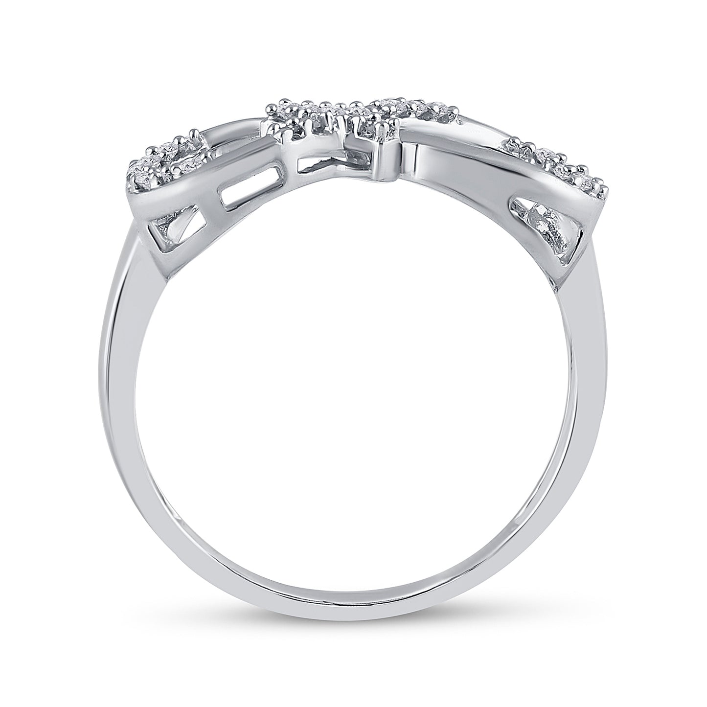 10K White Gold Womens Round Diamond Cross Infinity Ring 1/10 Cttw, Womens Size: 5-10