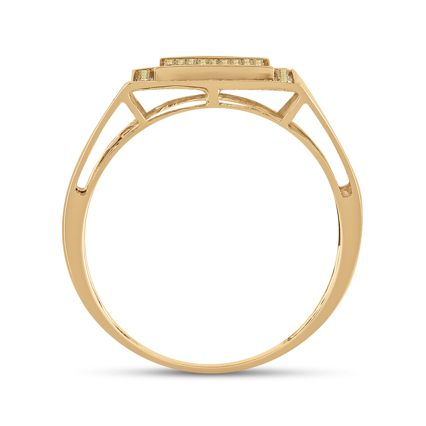 10K Yellow Gold Mens Round Yellow Color Enhanced Diamond Square Cluster Ring 1/4 Cttw, Mens Size: 7-13