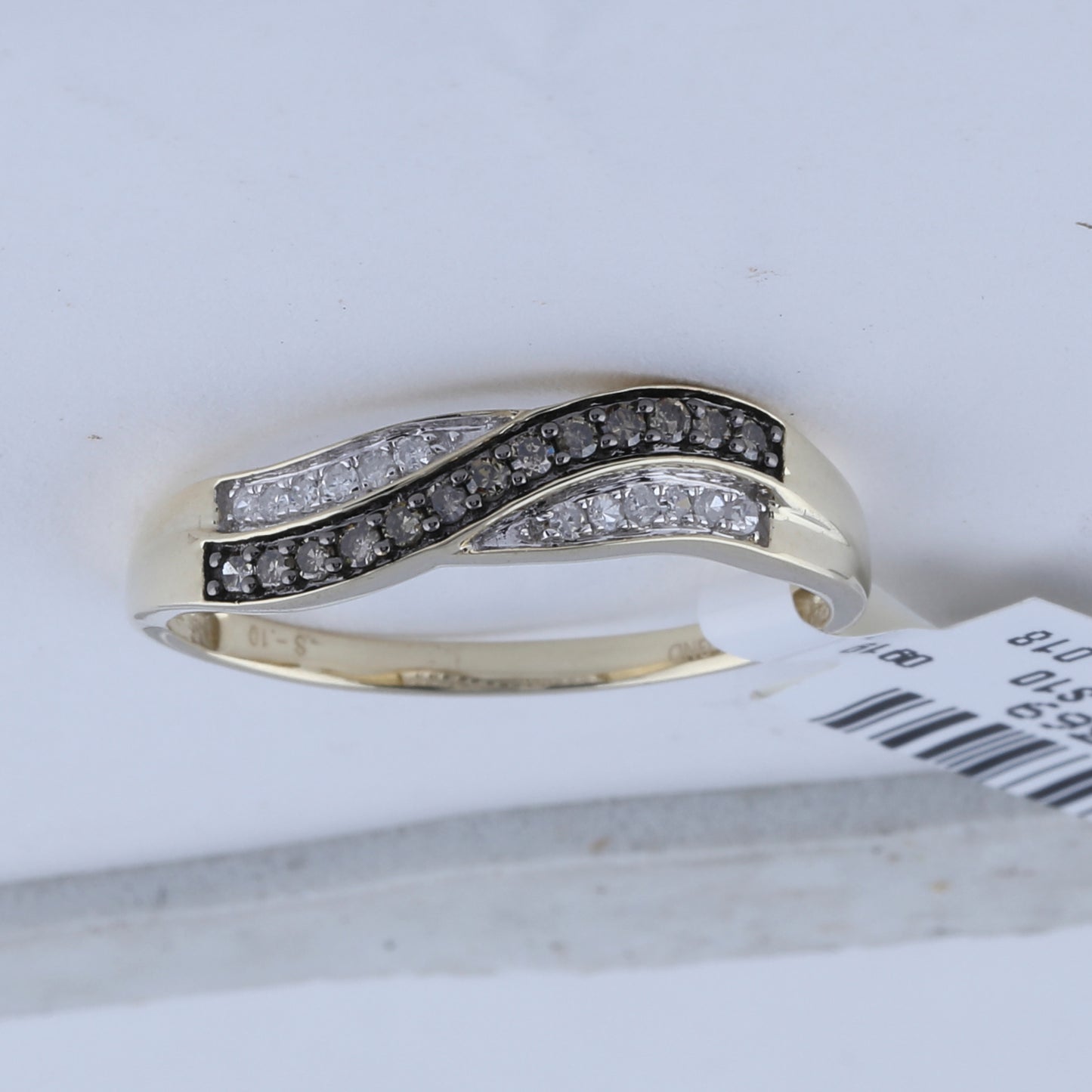 10kt Yellow Gold 1/4ctw Diamond Micro-pave Brown Ring Size 10