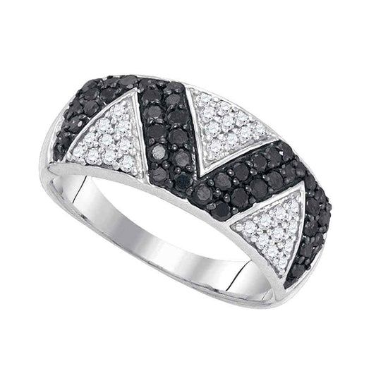 10kt White Gold 7/8 Cttw Diamond Black Wedding Engagement Anniversary Diamond Ring, Women Size: 5-9