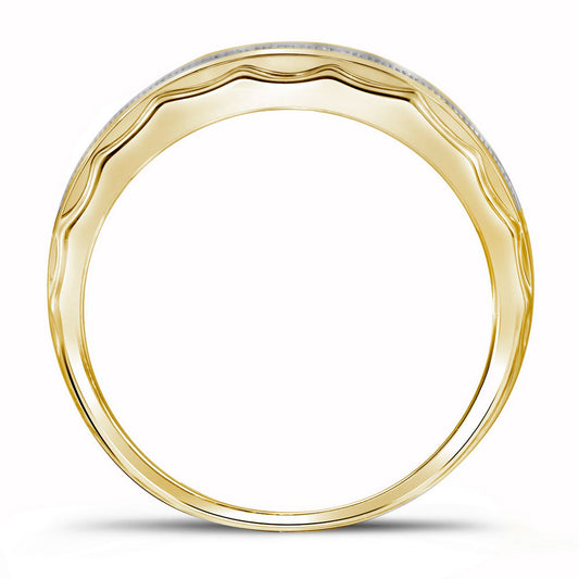 10kt Yellow Gold Mens Round Diamond Band Ring 1/5 Cttw, Men Size: 8-12