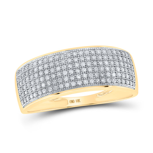 10kt Yellow Gold Mens Round Diamond Band Ring 1/2 Cttw, Men Size: 8-12
