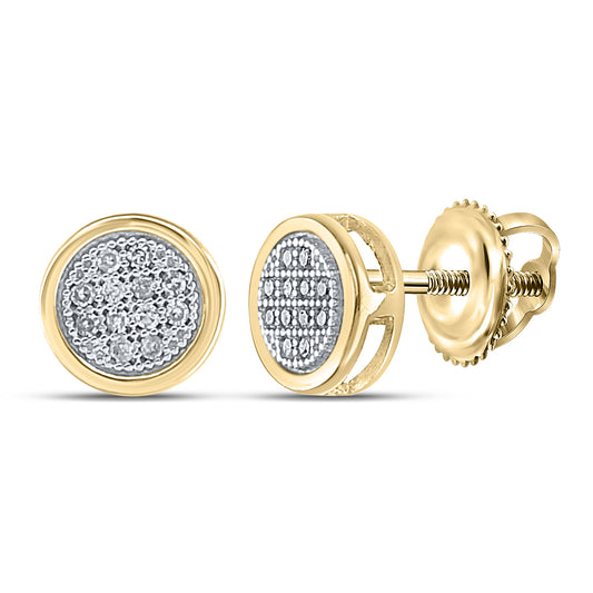 Yellow-tone Sterling 1/20 Cttw Diamond Micro-pave Earrings
