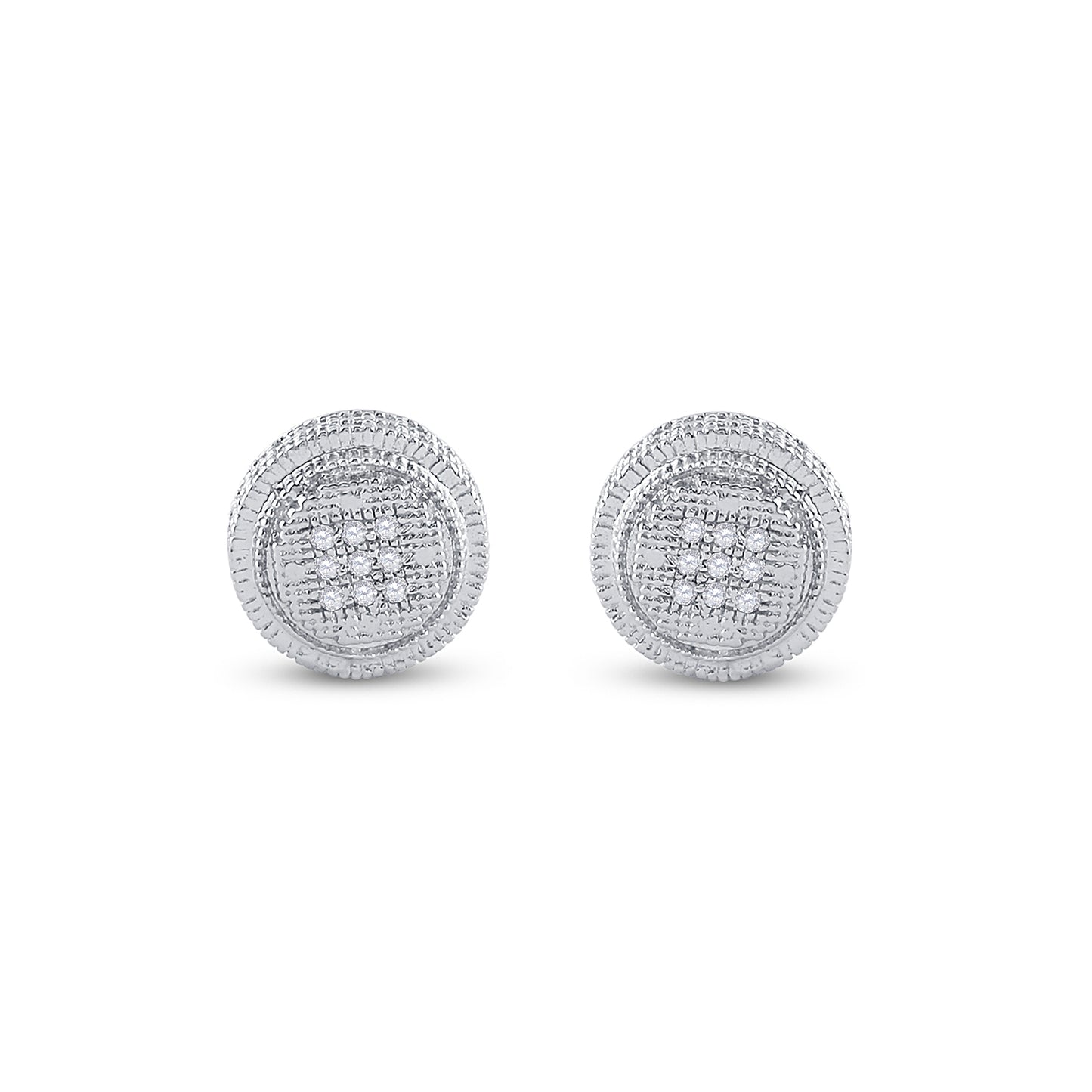 Sterling Silver 1/20ct Diamond P3 Micro-pave Unisex  Earring