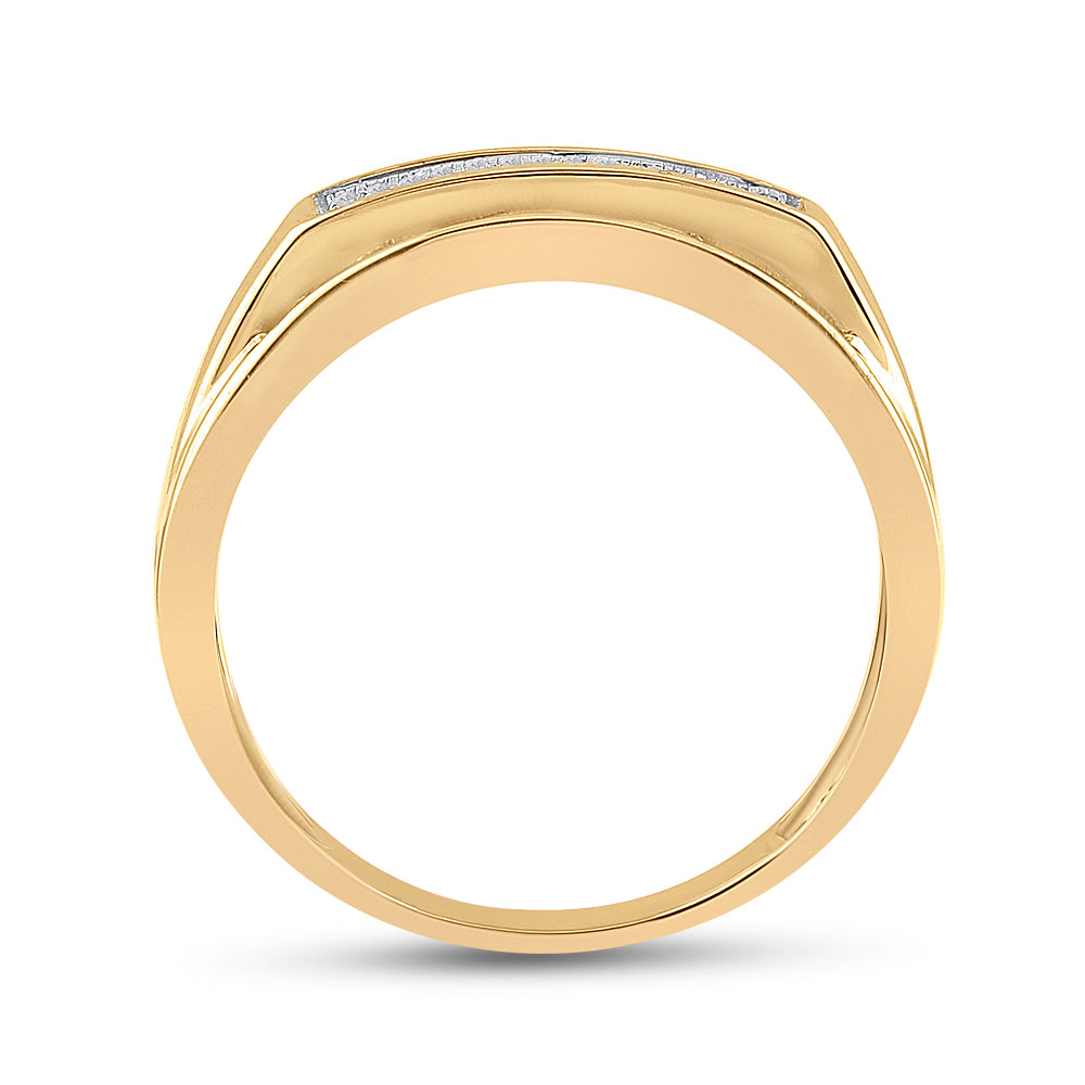 Sterling Silver Mens Round Pave-set Diamond Elevated Band Ring 1/5 Cttw, Mens Size: 7-13