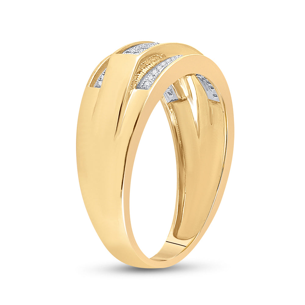 Sterling Silver Mens Round Pave-set Diamond Elevated Band Ring 1/5 Cttw, Mens Size: 7-13