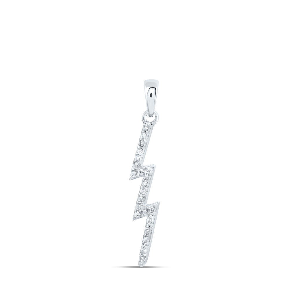 Sterling Silver Sterling Silver Womens Round Diamond-accent Lightning Bolt Pendant .01 Cttw