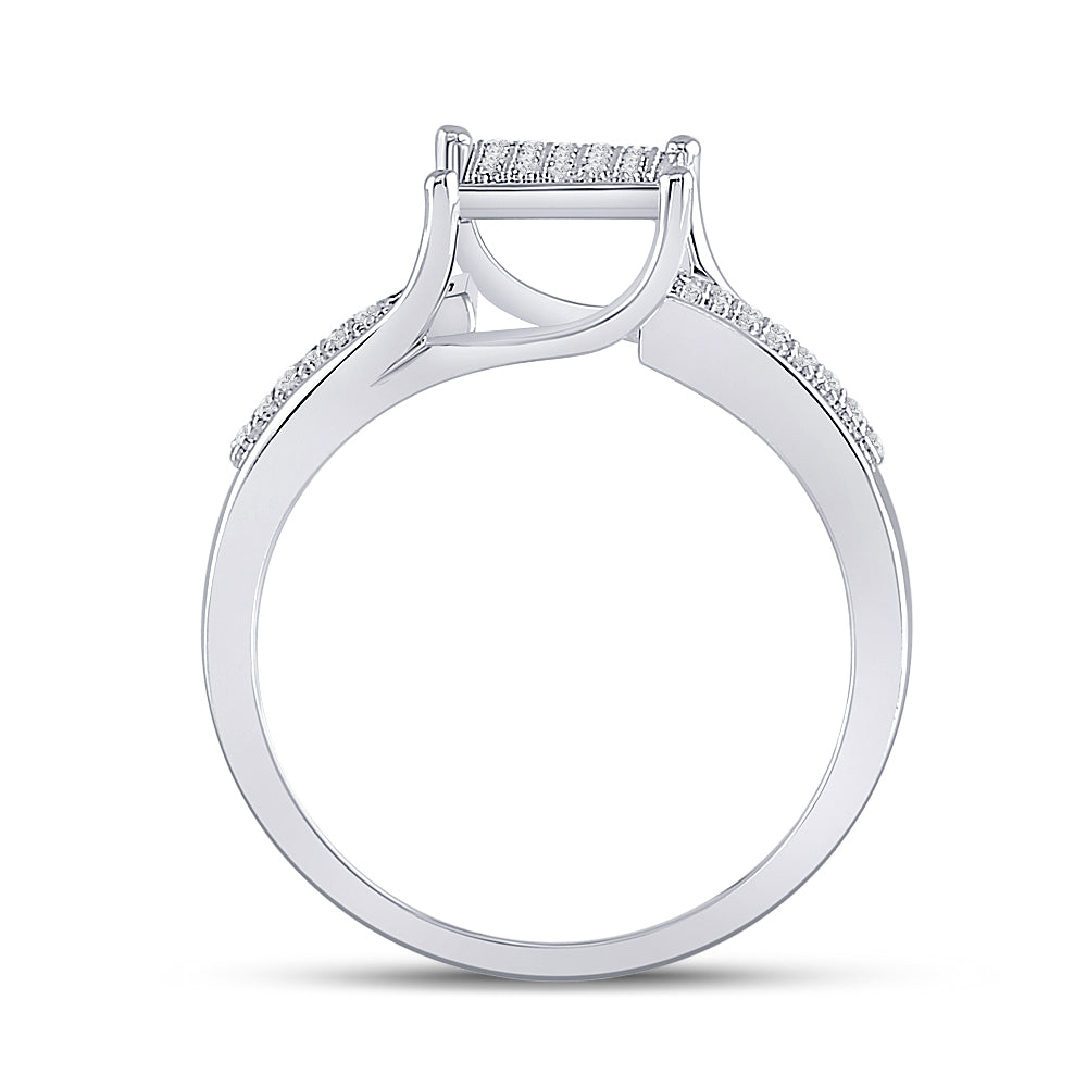 Sterling Silver Womens Round Diamond Square Cluster Ring 1/6 Cttw, Womens Size: 5-10